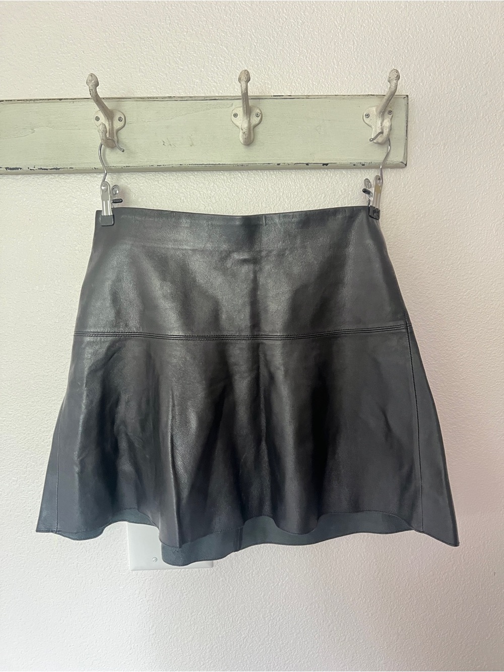 Vince 100% Lamb Leather Flared Mini Skirt